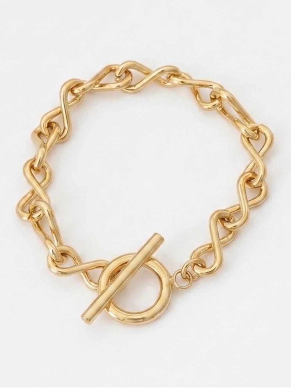Petite Fit Infinity Link Toggle Bracelet 14K Gold Plated – 6.5" Water Resistant